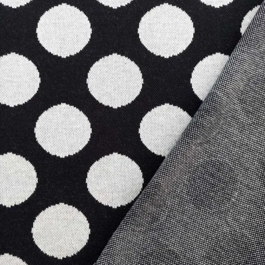 Strickstoff Jacquard Punkte Tupfen schwarz wei�
