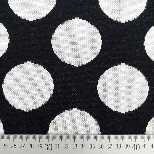 Strickstoff Jacquard Punkte Tupfen schwarz wei�