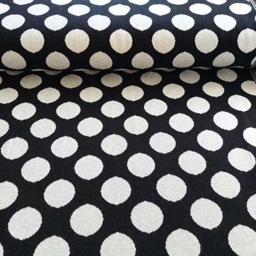 Strickstoff Jacquard Punkte Tupfen schwarz wei�