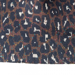 Strickstoff Leomuster Jacquard Glitzer in Regenbogenfarben, dunkelblau dunkelbraun