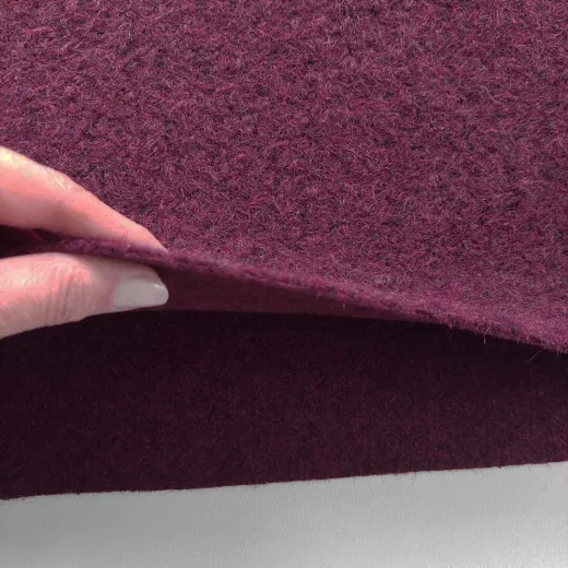 Boucl� Stoff mit Wolle Burgundy Meterware f�r Jacken & M�ntel