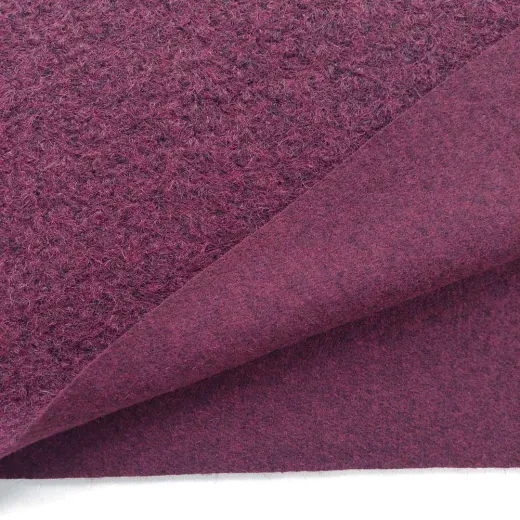 Boucl� Stoff mit Wolle Burgundy Meterware f�r Jacken & M�ntel