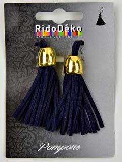 Quaste Anhnger Wildlederimitat 7cm gold dk-blau