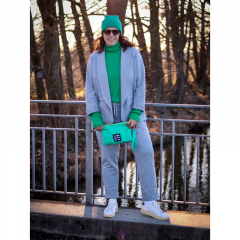 RESTST�CK 55 cm Sweat Stoff elastisch flauschige R�ckseite, hellgrau meliert