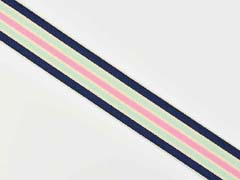 Ripsband Streifen 25 mm, navy mint rosa