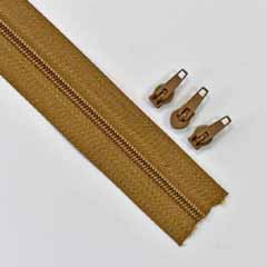 endlos Reiverschluss Meterware 3 mm + 3 Schieber, camel