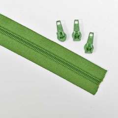 endlos Reiverschluss Meterware 5 mm + 3 Schieber, moosgrn