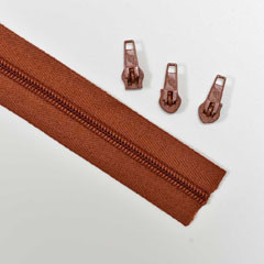 endlos Reiverschluss Meterware 5 mm + 3 Schieber, terracotta