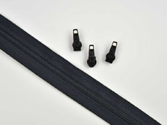 endlos Reiverschluss Meterware 5 mm + 3 Schieber, schwarz