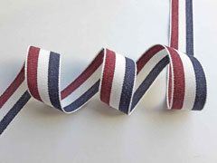 Webband Streifen 25 mm, dunkelrot wei navy