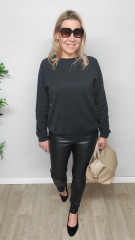 Sweatstoff schwarz uni flauschige R�ckseite #690