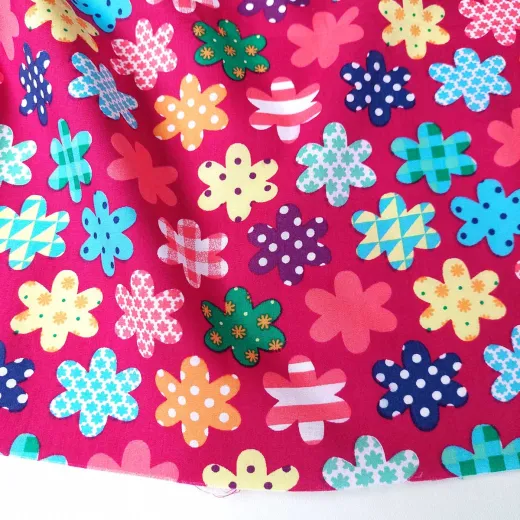 Baumwollstoff Blumen Meterware Webware - bunt dunkelrot