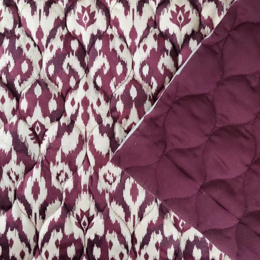 Samt Steppstoff Burgundy | Dreilagig, weich wattiert
