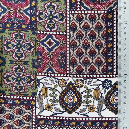 Viskose Stoff Boho Style gemustert - Bordeaux Dunkelblau