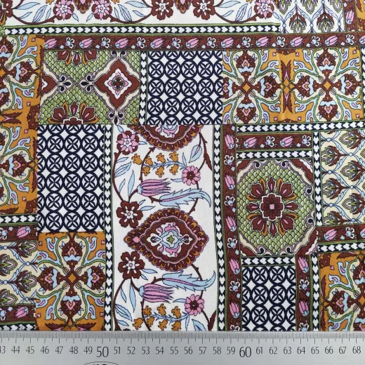 Viskose Stoff Boho Style gemustert - armygr�n braun