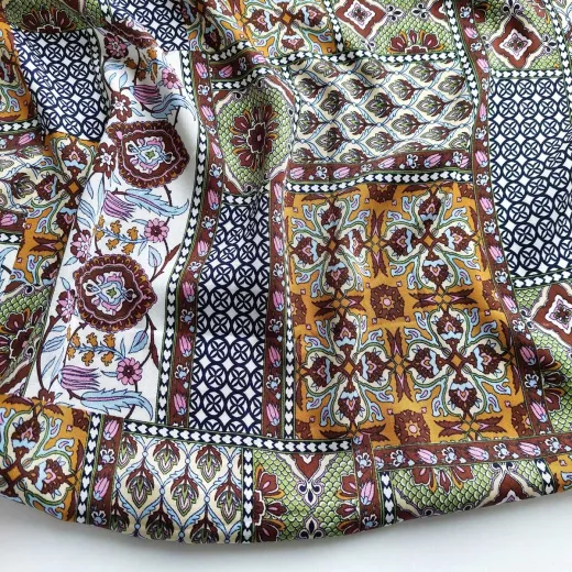 Viskose Stoff Boho Style gemustert - armygr�n braun