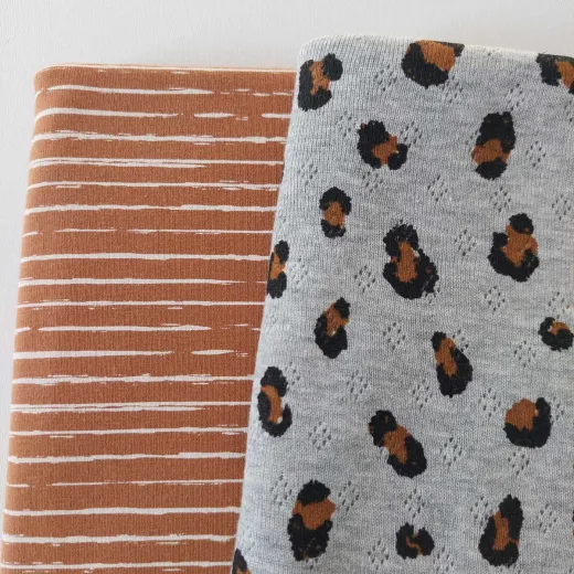 Stoffpaket Jersey mit B�ndchen – Leomuster & Streifen in Caramel