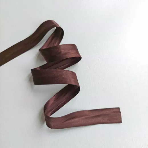 Schr�gband Satin gl�nzend vorgefalzt 20 mm, dunkelbraun
