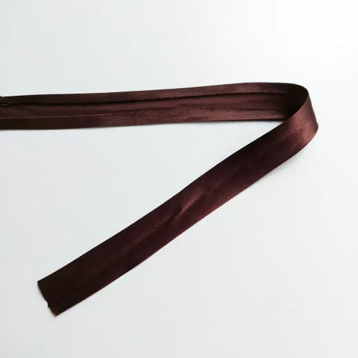 Schr�gband Satin gl�nzend vorgefalzt 20 mm, dunkelbraun