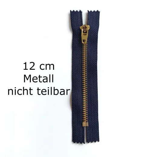 Rei�verschluss Metall Messing 12 cm nicht teilbar, dunkelblau #730