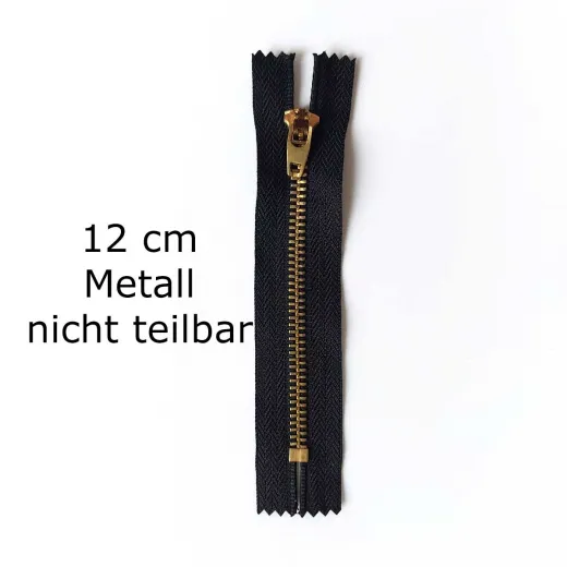 Rei�verschluss Metall Messing 12 cm nicht teilbar, schwarz #732