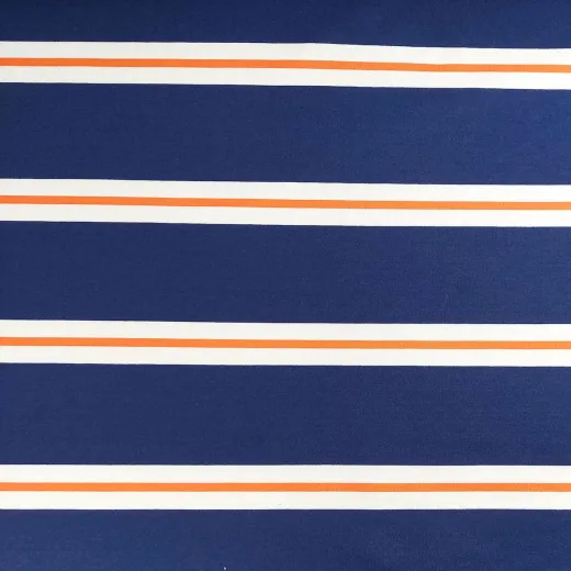 French Terry Sweat Blockstreifen garngef�rbt - wei� orange marineblau