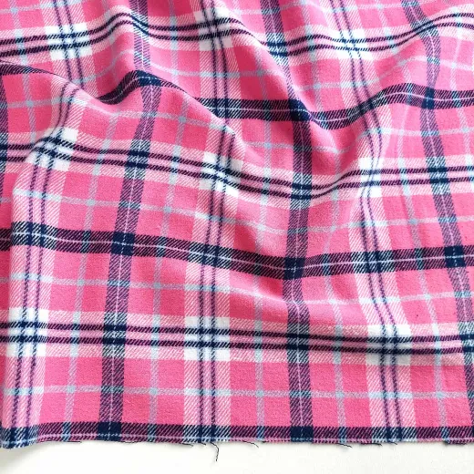 Flanell Baumwollflanell Schottenkaro, dunkelblau pink