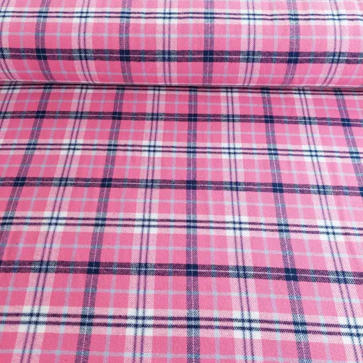Flanell Baumwollflanell Schottenkaro, dunkelblau pink