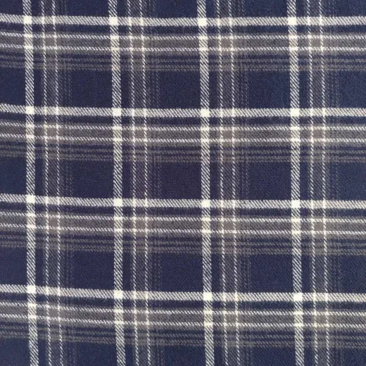 Flanell Baumwollflanell Schottenkaro, dunkelblau taupe white