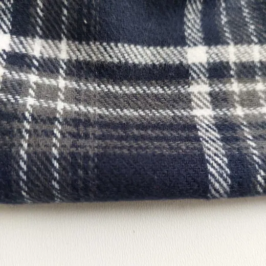 Flanell Baumwollflanell Schottenkaro, dunkelblau taupe white
