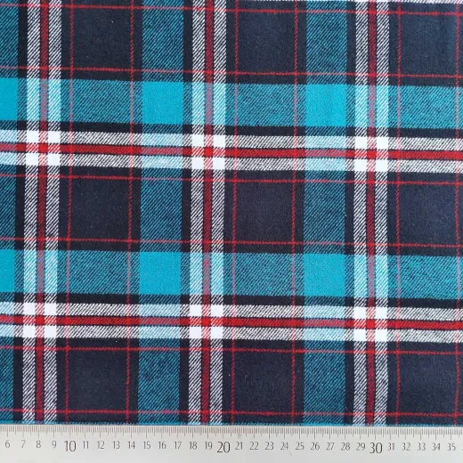 Flanell Baumwollflanell Schottenkaro, rot dunkelbau t�rkis
