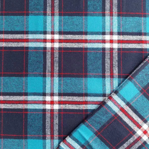 Flanell Baumwollflanell Schottenkaro, rot dunkelbau t�rkis