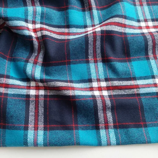 Flanell Baumwollflanell Schottenkaro, rot dunkelbau t�rkis