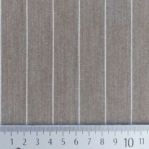 Nadelstreifen Stoff Webware mit Stretch, wei� khaki