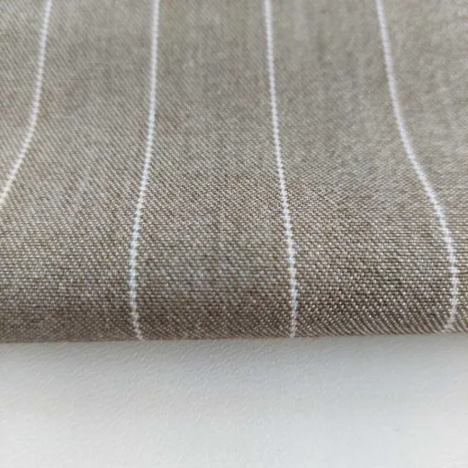 Nadelstreifen Stoff Webware mit Stretch, wei� khaki