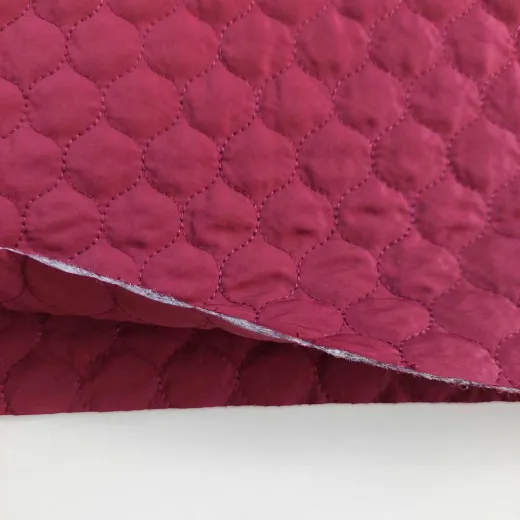 Steppstoff Meterware Doubleface wattiert Tropfen, weinrot burgundy