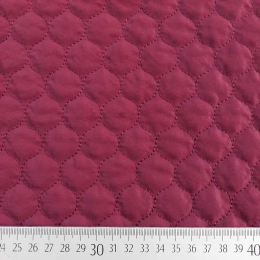 Steppstoff Meterware Doubleface wattiert Tropfen, weinrot burgundy