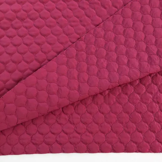 Steppstoff Meterware Doubleface wattiert Tropfen, weinrot burgundy