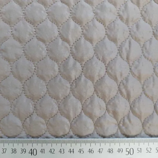 Steppstoff Meterware Doubleface wattiert Tropfen, taupe