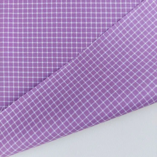 Baumwollstoff Karomuster by Albini Made in Italy - lavendel wei� - Designer Stoff