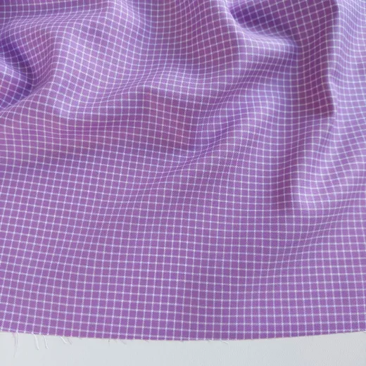 Baumwollstoff Karomuster by Albini Made in Italy - lavendel wei� - Designer Stoff