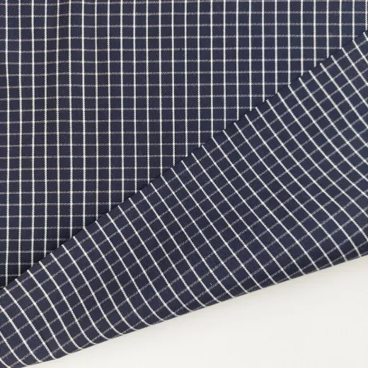 Baumwollstoff Karomuster by Albini Made in Italy - dunkelblau wei� - Designer Stoff