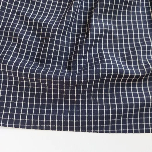 Baumwollstoff Karomuster by Albini Made in Italy - dunkelblau wei� - Designer Stoff