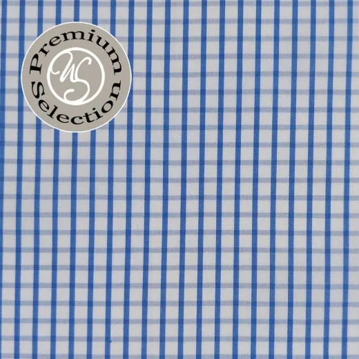 Baumwollstoff kariert Albini Made in Italy - blau wei� - Designer Stoff