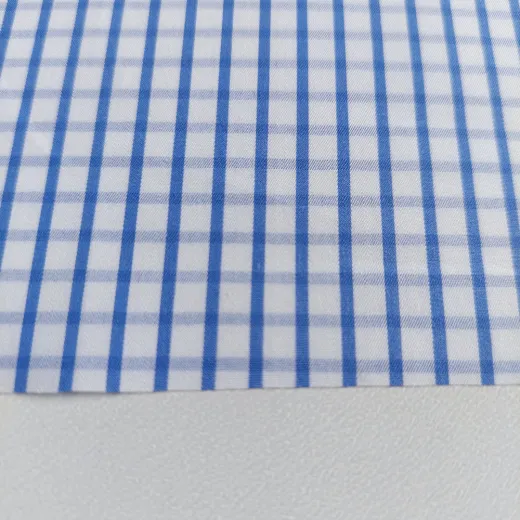 Baumwollstoff kariert Albini Made in Italy - blau wei� - Designer Stoff