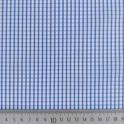 Baumwollstoff kariert Albini Made in Italy - blau wei� - Designer Stoff