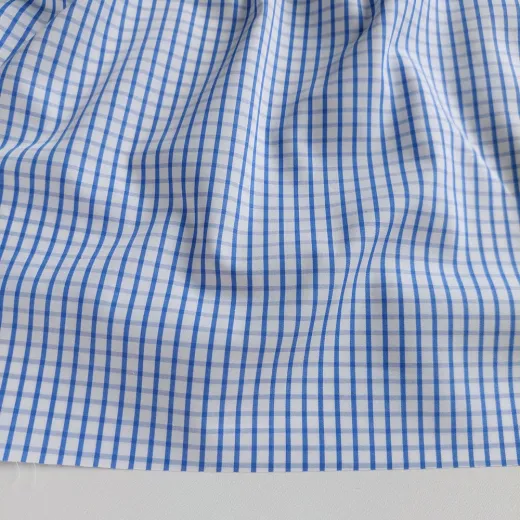 Baumwollstoff kariert Albini Made in Italy - blau wei� - Designer Stoff