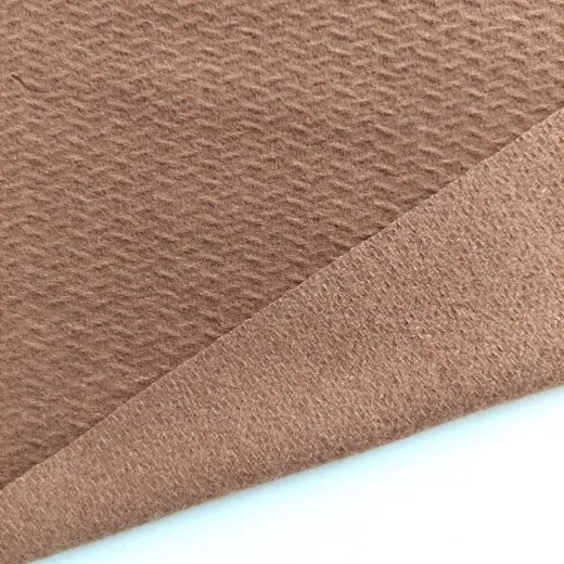 Mantelstoff reine Wolle mit Struktur Made in Italy - camel - Deadstock Stoff