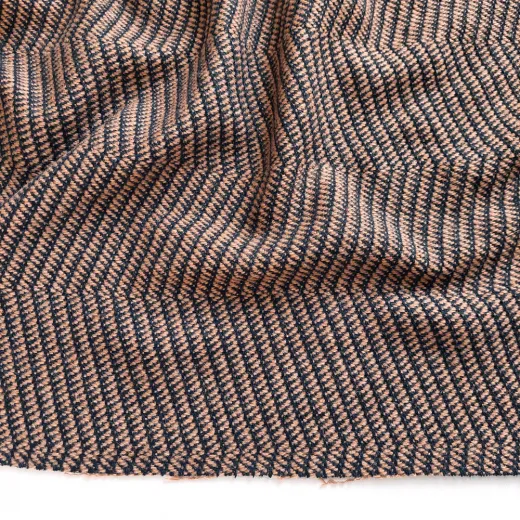Mantelstoff Fischgr�tmuster weich Made in Italy - camel schwarz - Deadstock Stoff