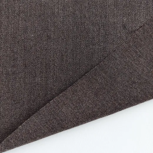 Wollstoff Pfeilspitzmuster mit Struktur Made in Italy - dunkelbraun - Deadstock Stoff